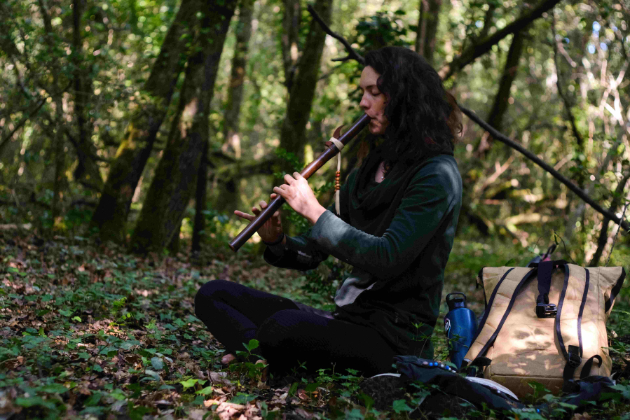 Playing flute 